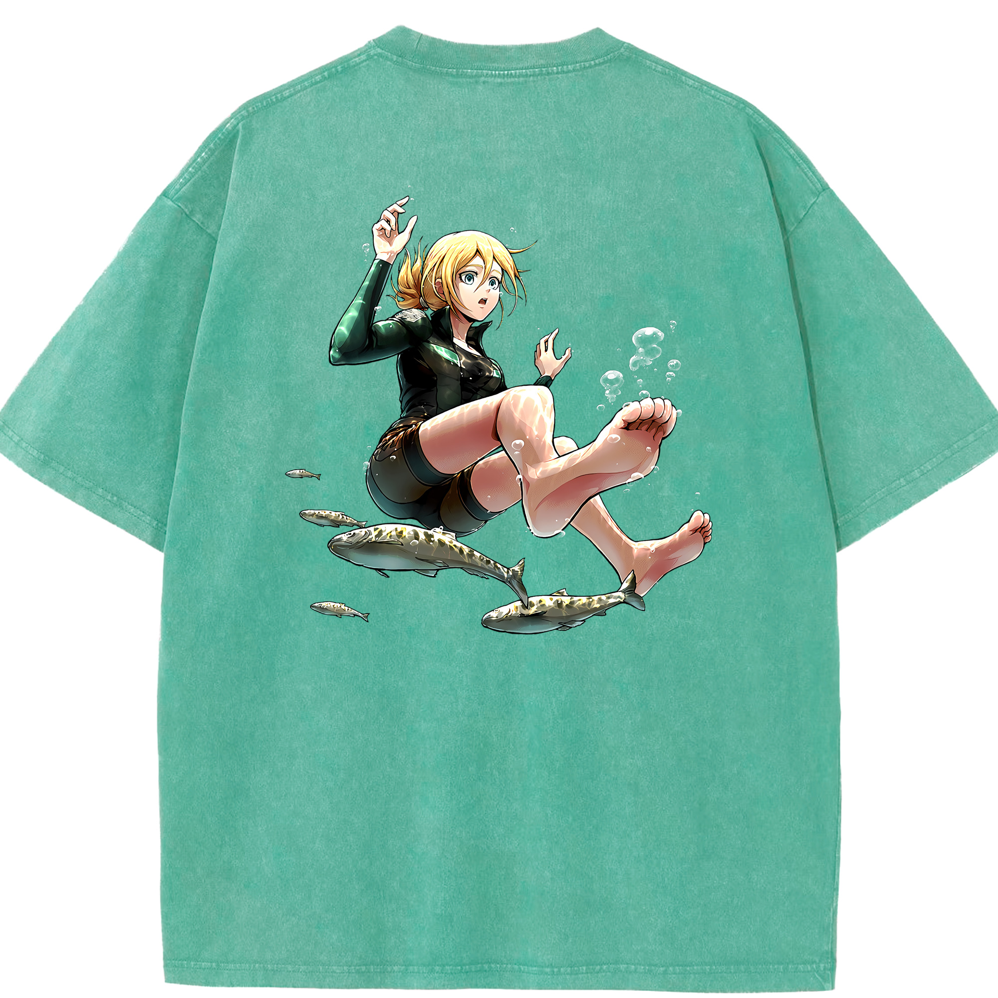 （画像用） 進撃の巨人 クリスタ·レンズ Attack on Titan Christa Lenz 綿100% ヴィンテージ風 半袖Tシャツ（背面プリント）